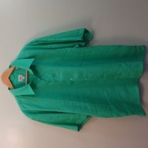 Like New Linea Uomo XL Teal Green Linen Camp Shirt